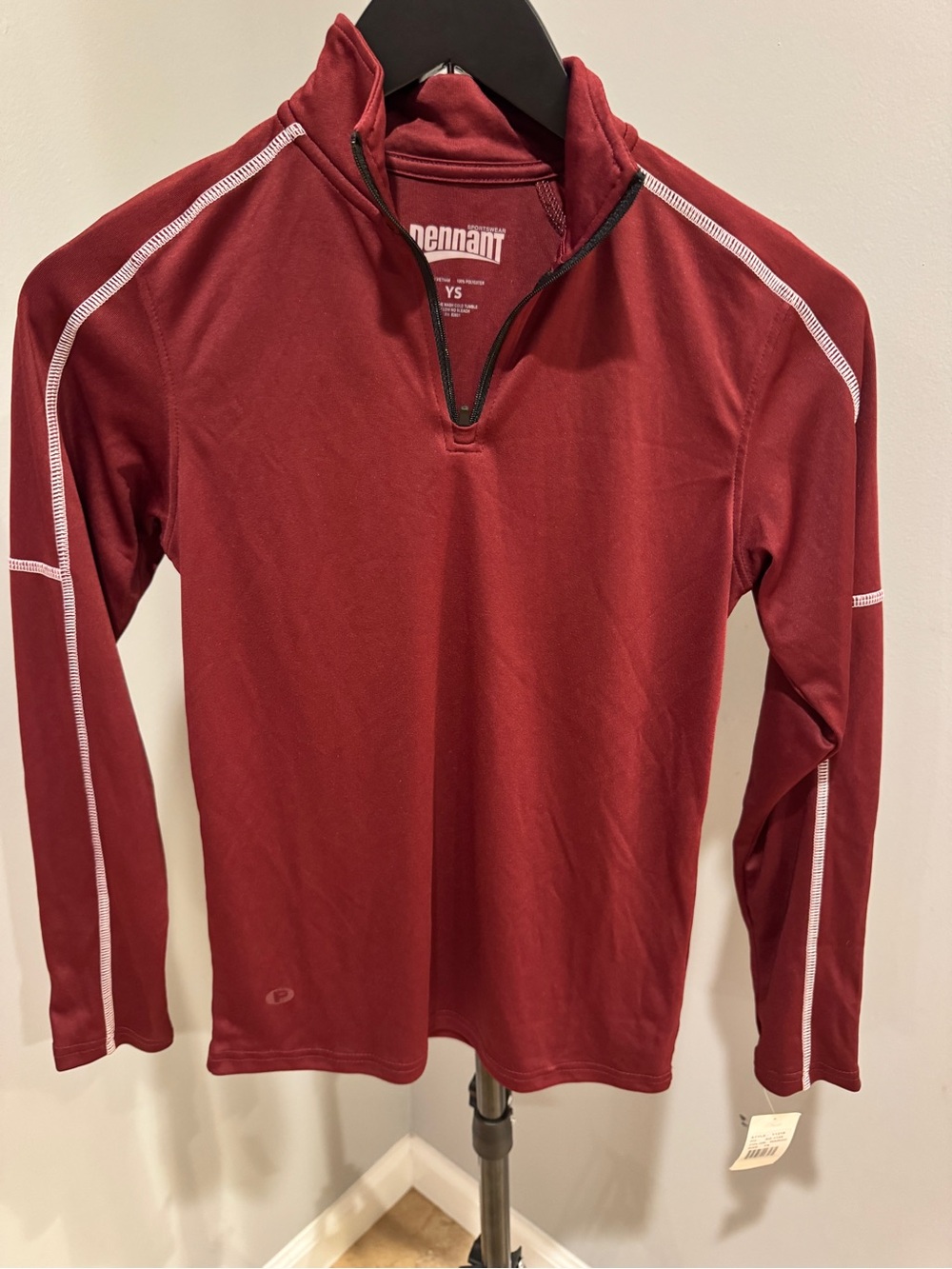 Pennant Youth Long-Sleeve Quarter-Zip Top in Maroon - Picture 1 of 3